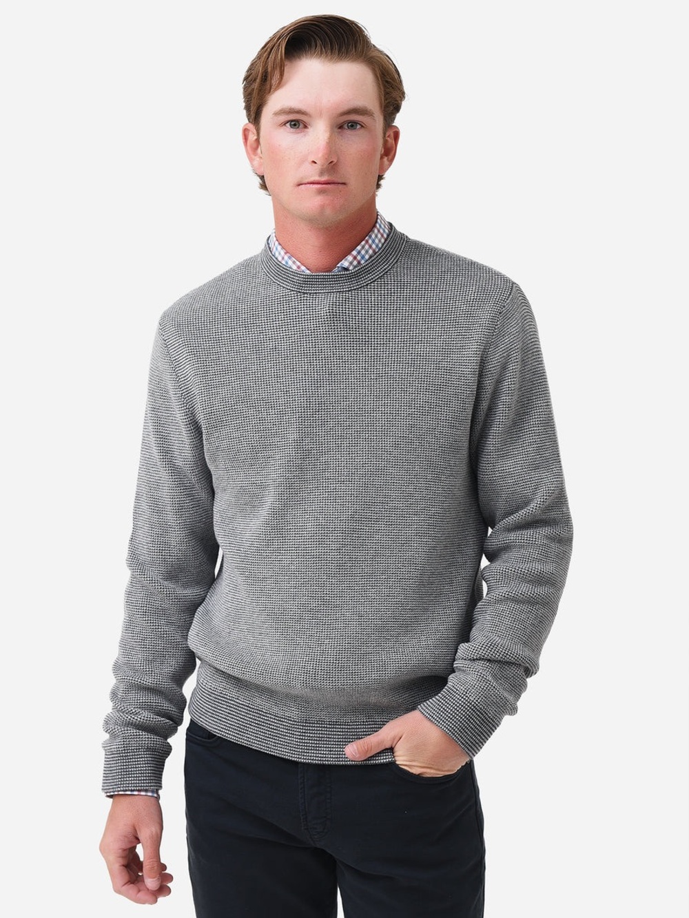 Southern Tide Men’s Bailer Jade Crewneck Sweater Gray XL Cooling Knit Technology